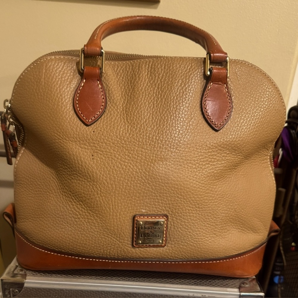 Dooney & Bourke Tan and Brown Leather Satchel